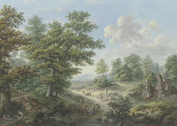 Pastoral Landscape with Figures and Ruins