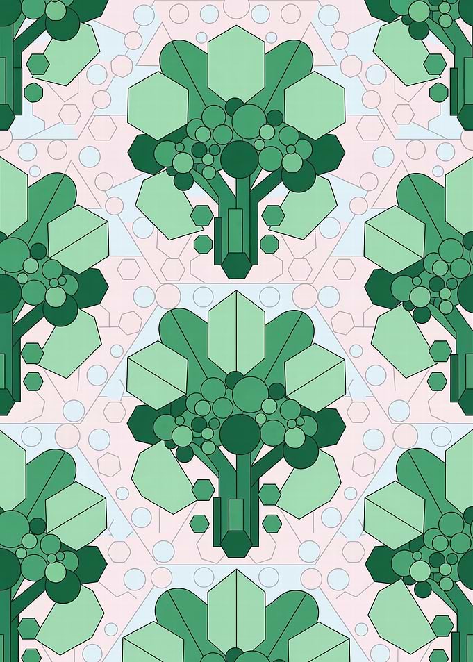 Geometric Green Trees Pattern