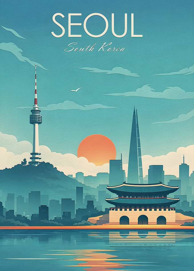Seoul South Korea Vintage Poster