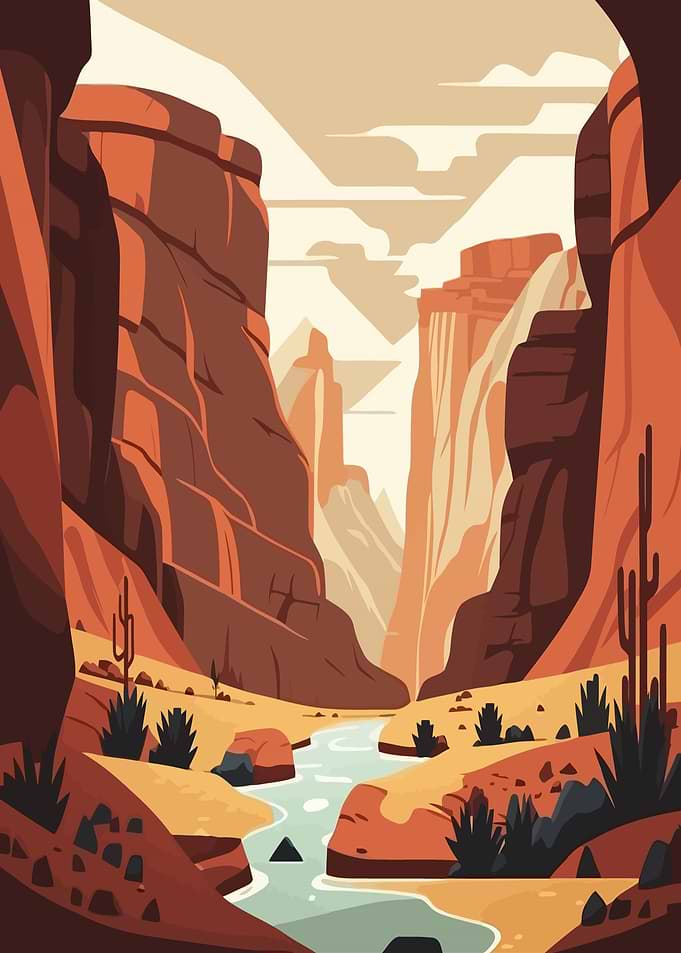 Desert Canyon River Landscape
