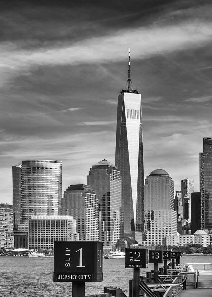 JERSEY CITY Lower Manhattan Skyline Monochrome
