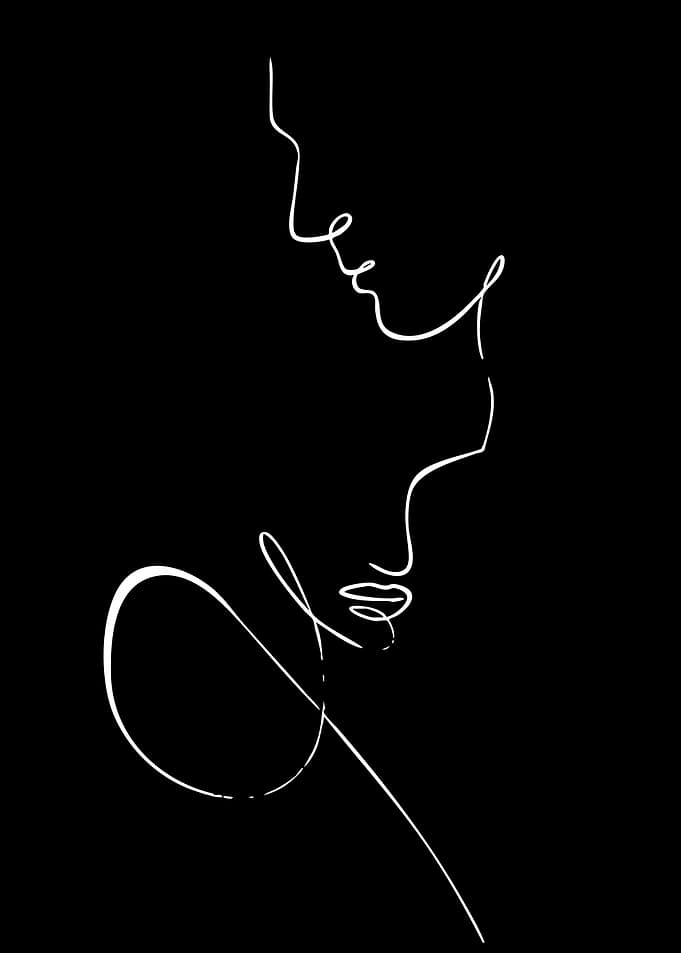 Minimalist Line Art of Two Faces