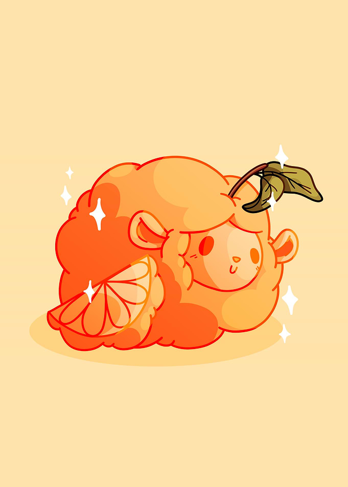 Cute Orange Sheep Character