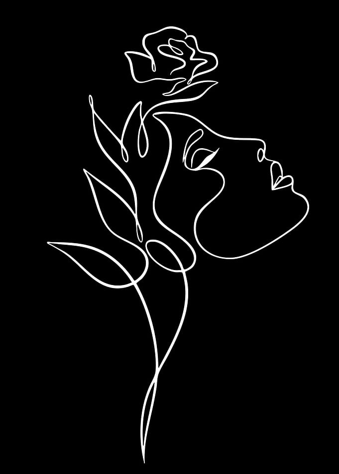 Minimalist Line Art of Woman and Rose