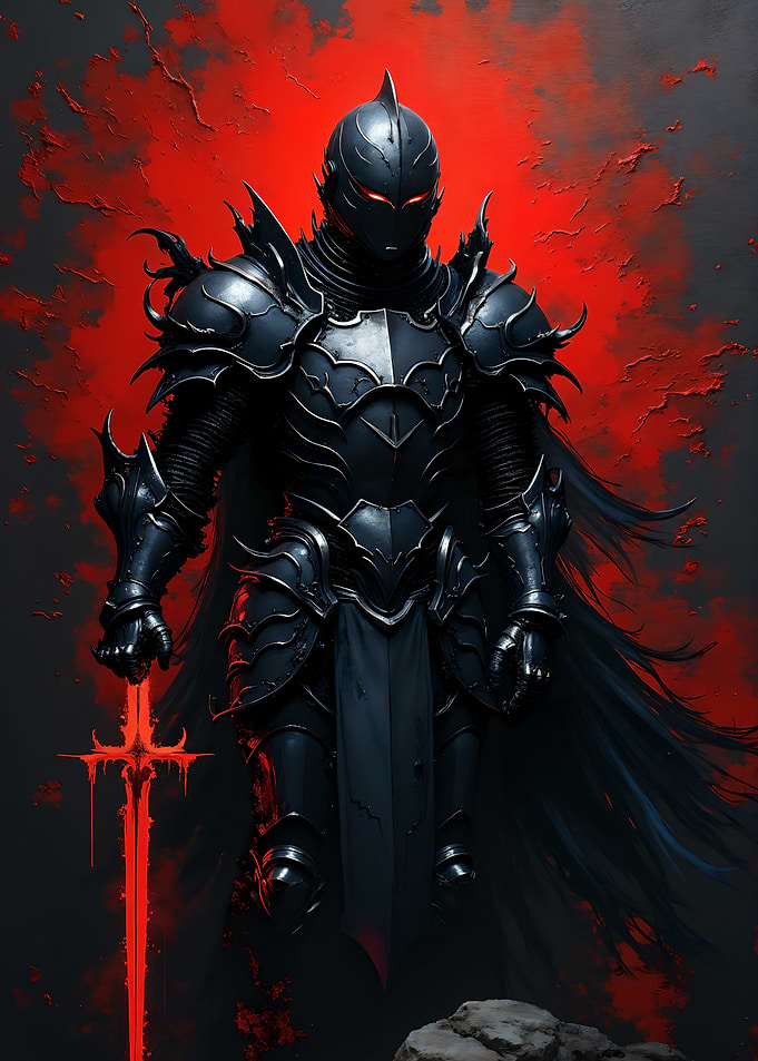 Dark Knight with Glowing Sword