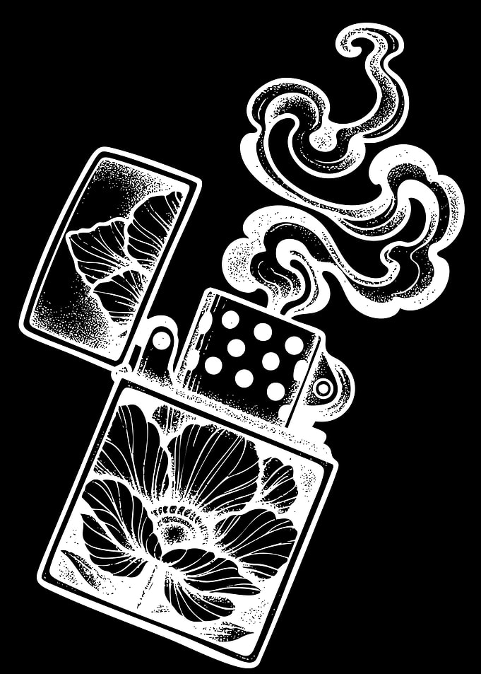 Floral Lighter with Smoke