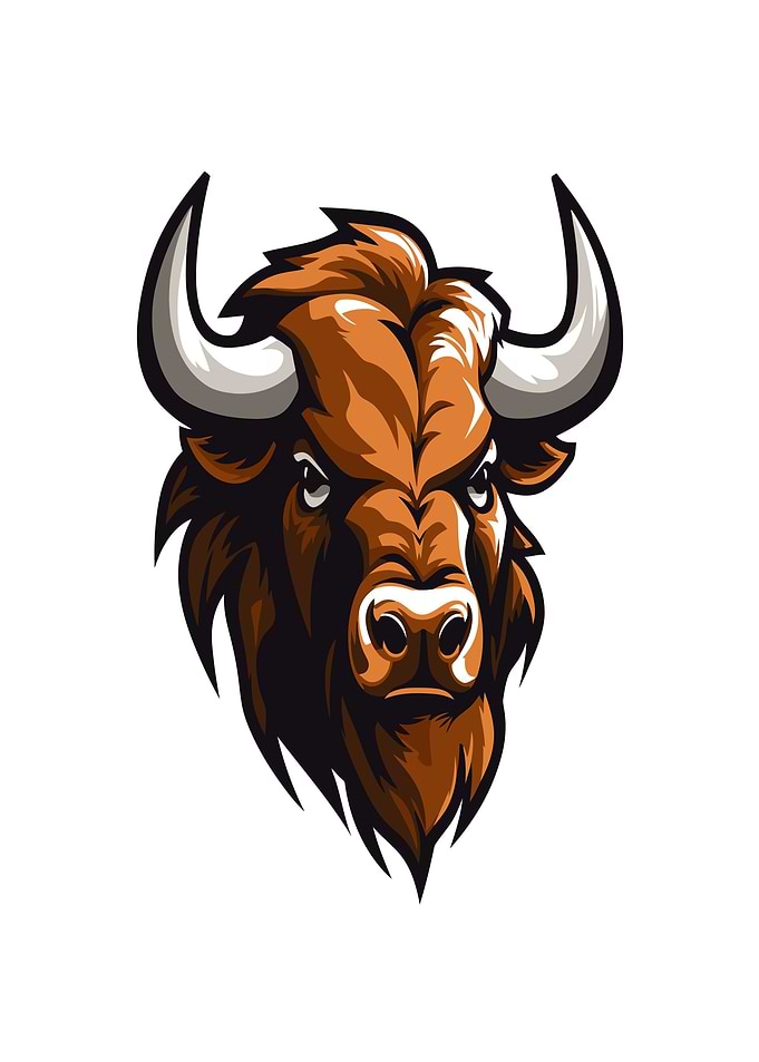 Aggressive Buffalo Mascot Head