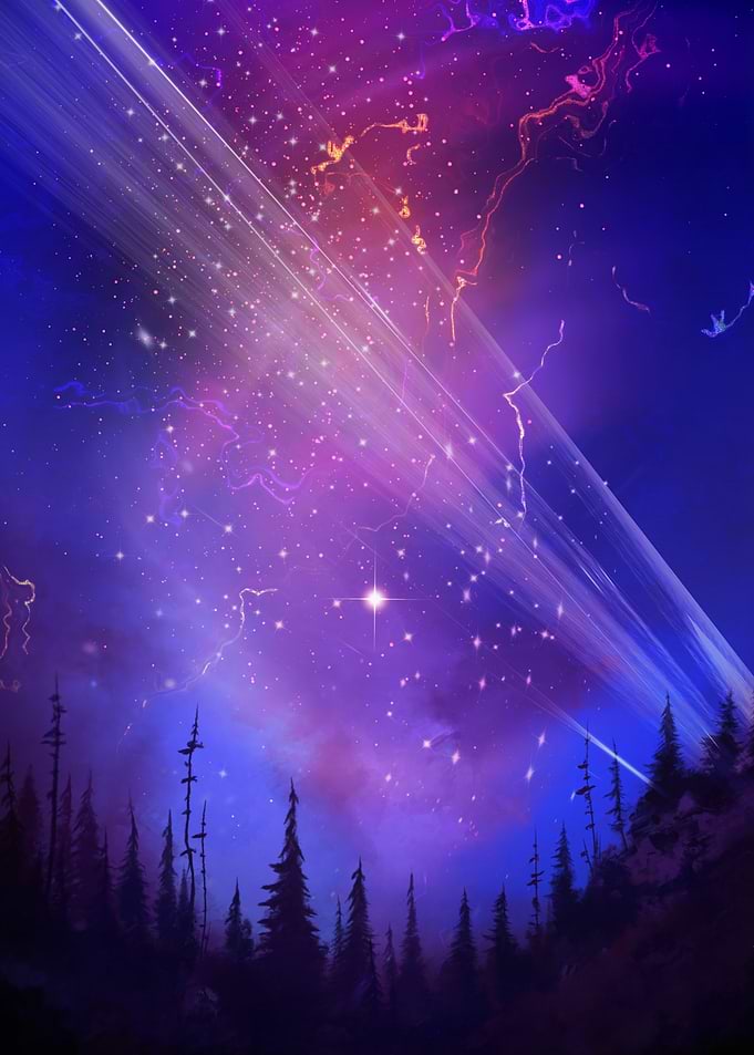 Cosmic Forest Night Sky