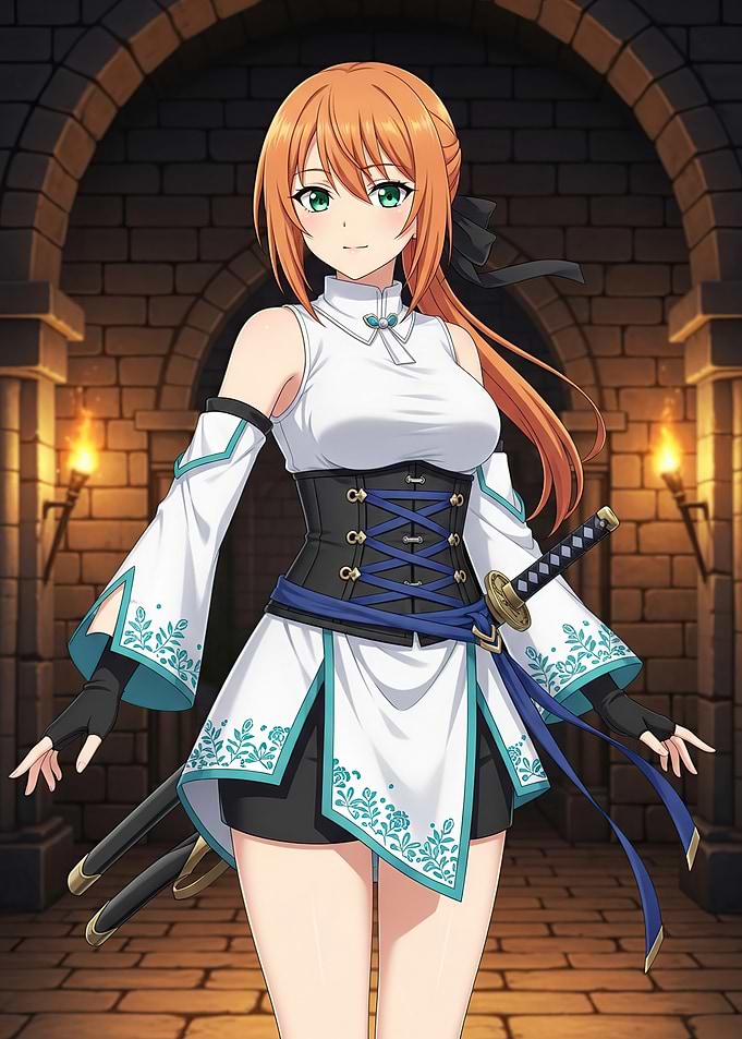 Anime warrior girl with sword