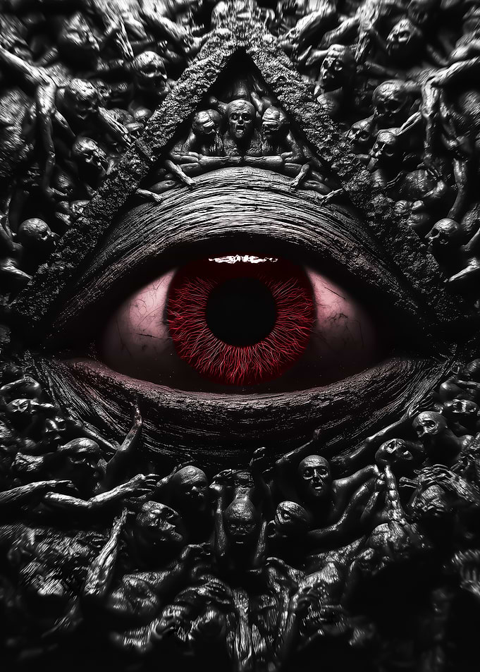 Demonic Eye Surrounded by Tormented Souls