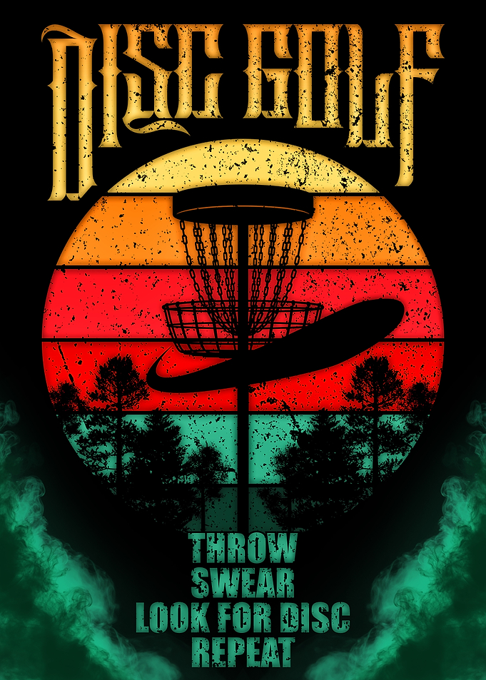 Disc Golf Sunset Retro Design