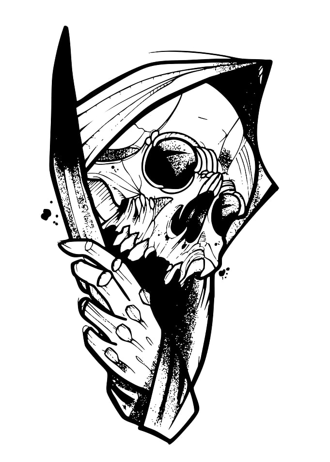 Grim Reaper Skull with Scythe