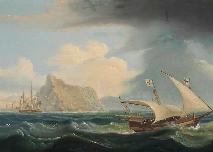 Ships sailing near Gibraltar