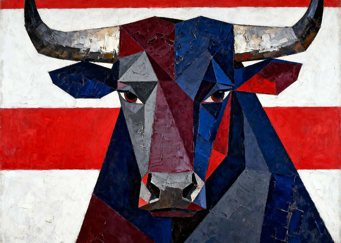 Cubist Bull Portrait
