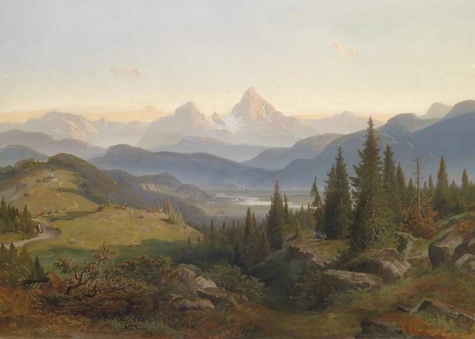 Alpine Landscape with Mountains and Valley