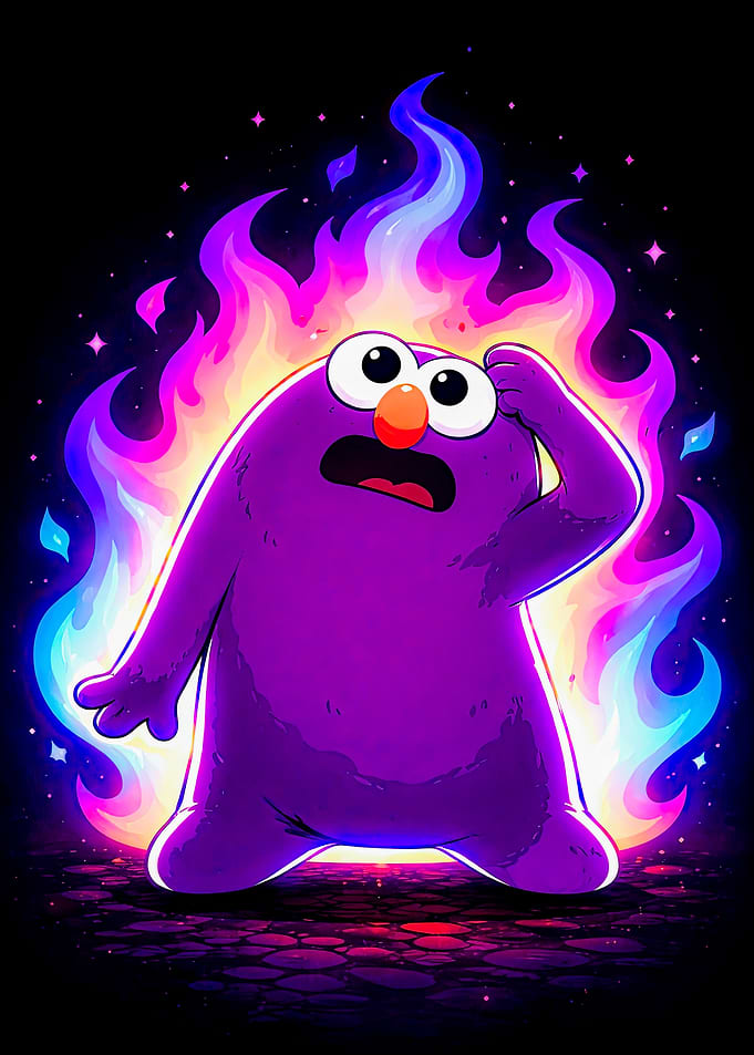 Purple Monster on Fire