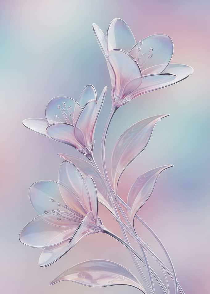 Iridescent Glass Lily Flowers