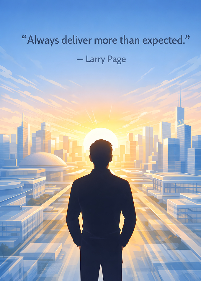 Man looking at futuristic city sunrise