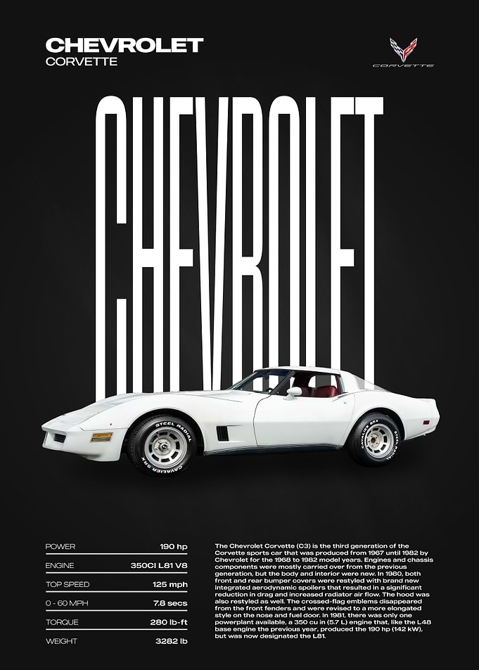 Chevrolet Corvette C3 Car Poster
