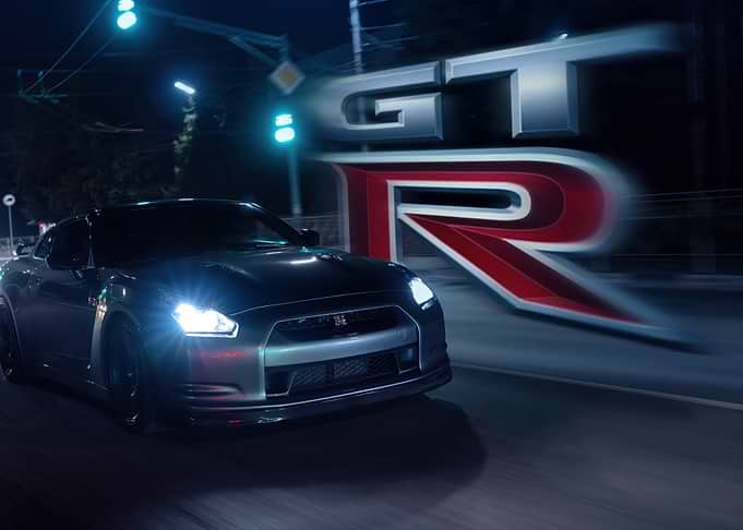 Nissan GT-R at night