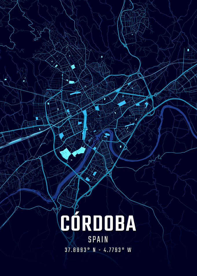 Cordoba Spain Midnight City Map