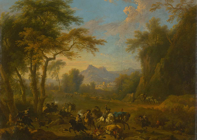 Battle Scene in a Mountainous Landscape