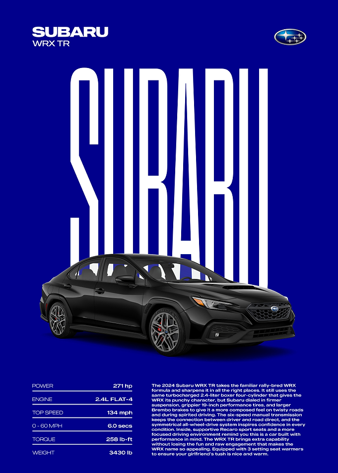Subaru WRX TR Car Poster