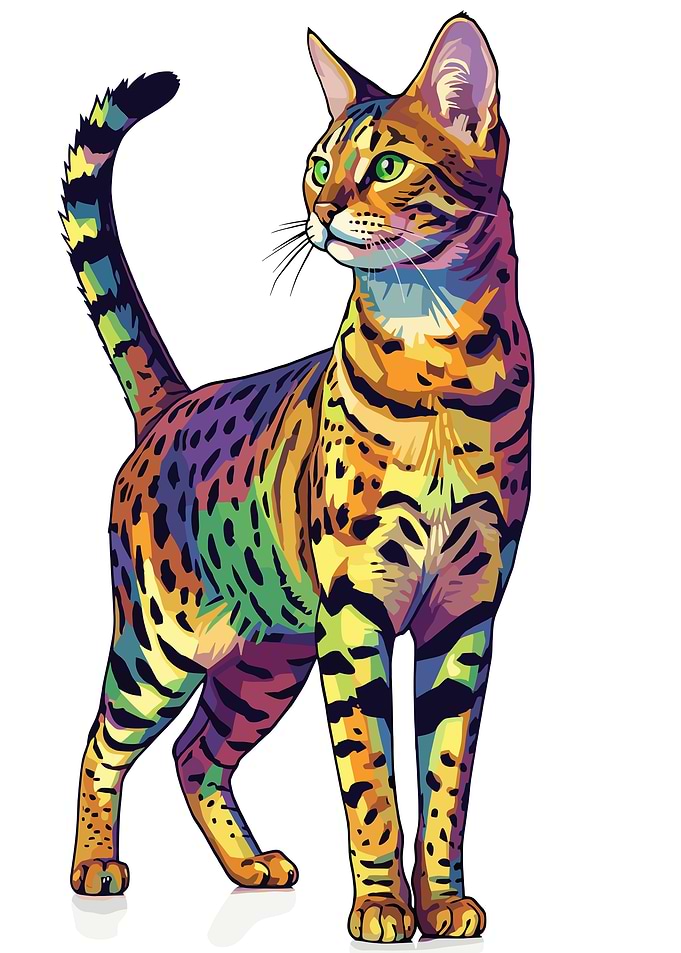 Colorful Bengal Cat Portrait
