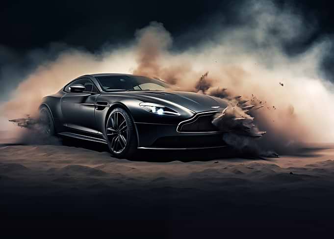 Sports Car Drifting in Dust