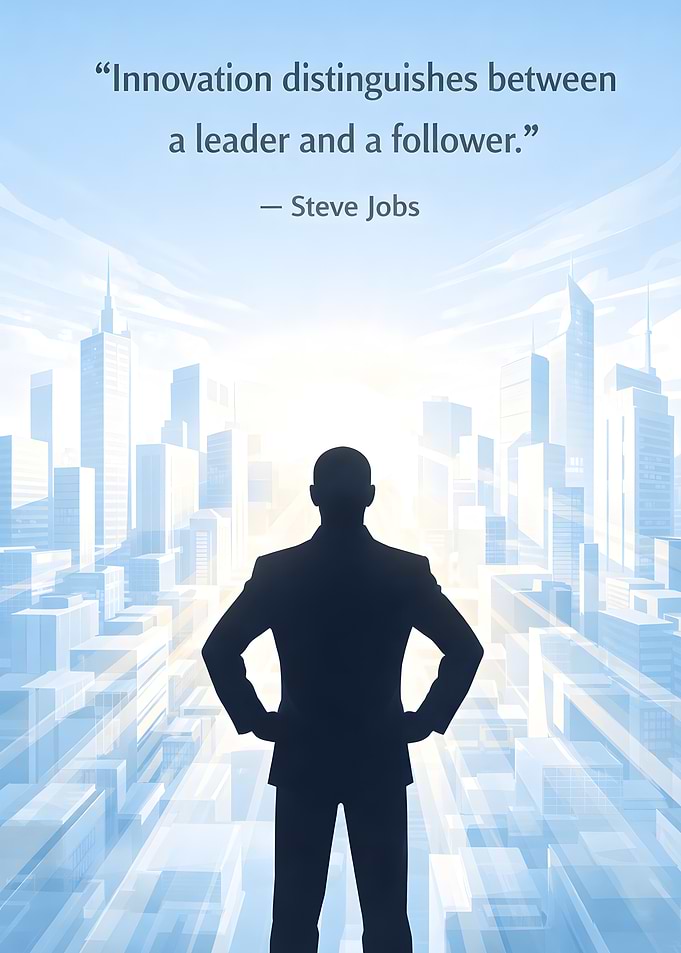 Silhouette of a leader in a city