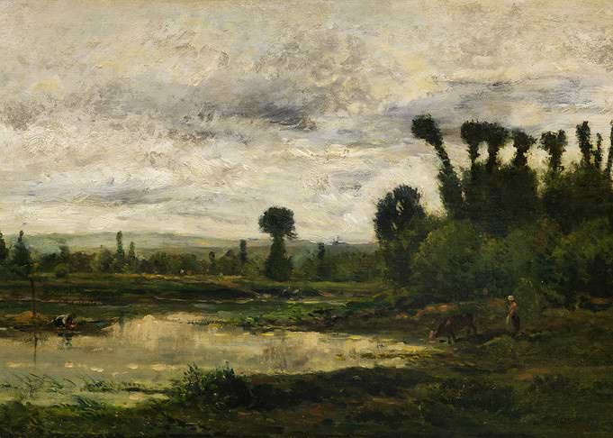 Pastoral Landscape with Figures and Cattle