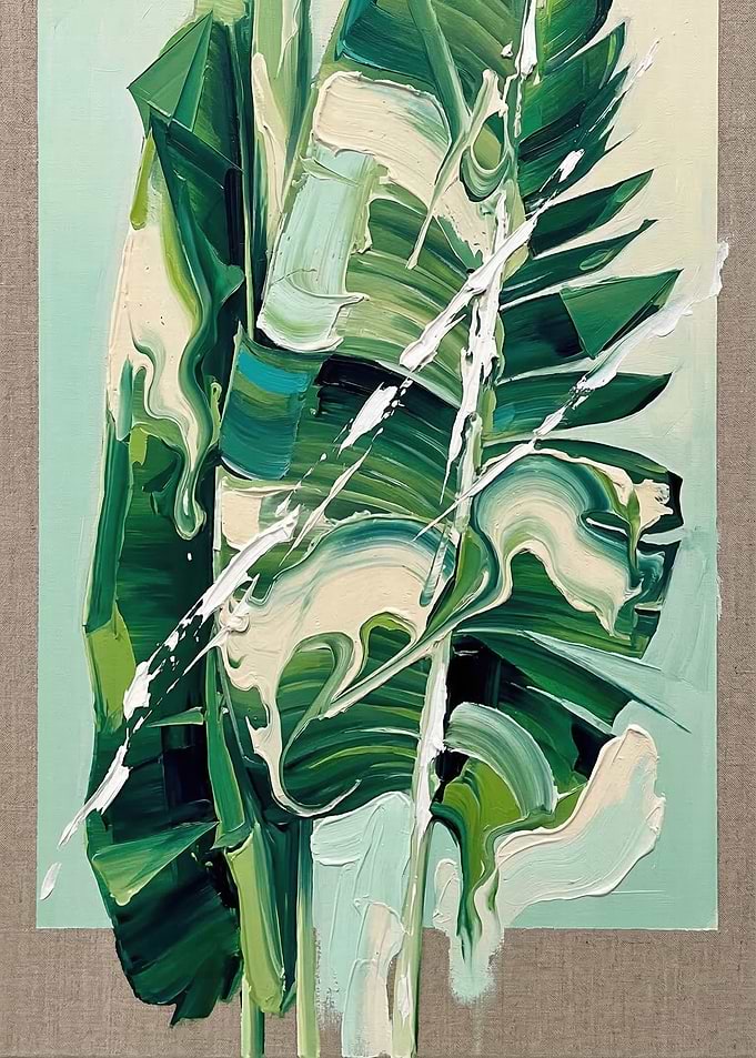 Abstract Green Leaf Painting
