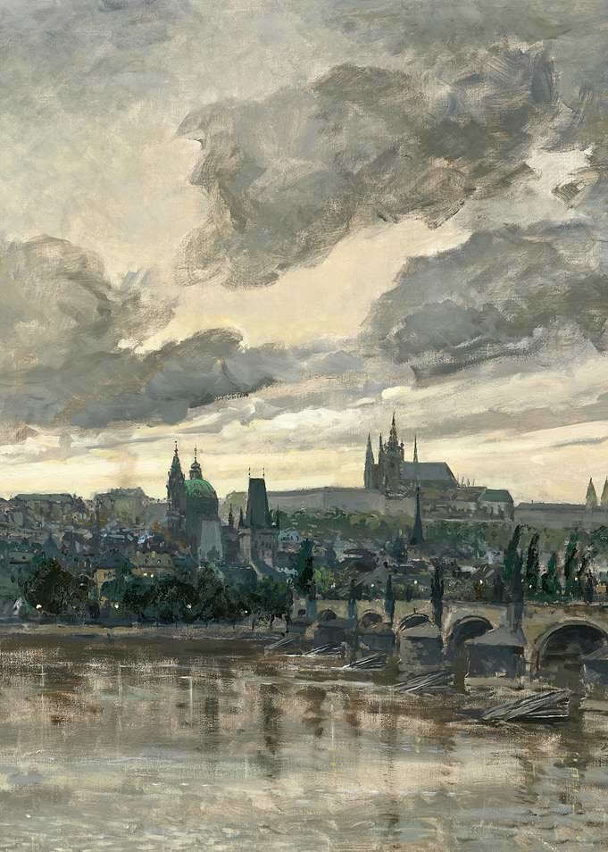 Prague cityscape with Charles Bridge