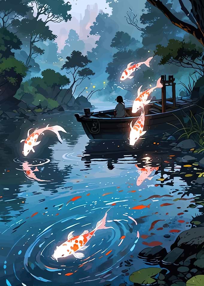 Enchanting Koi Pond Scene