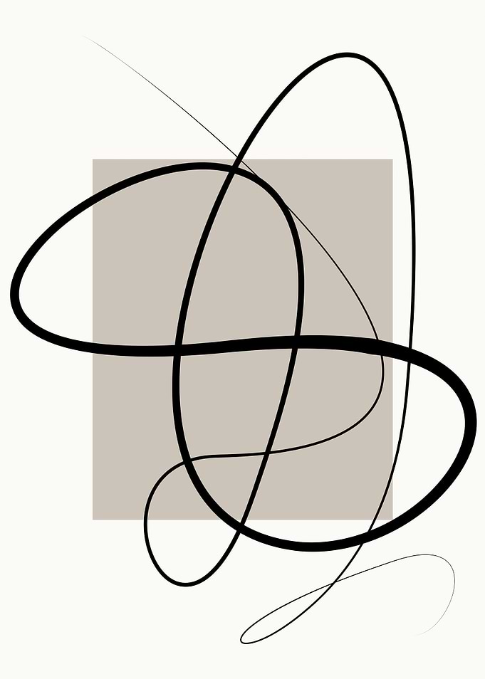 Abstract Black Lines on Beige Square