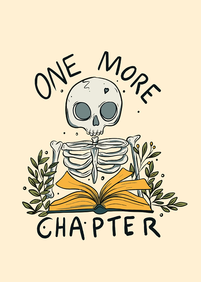 Skeleton Reading One More Chapter