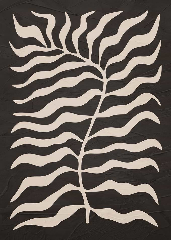 Abstract Beige Leaf on Dark Textured Background