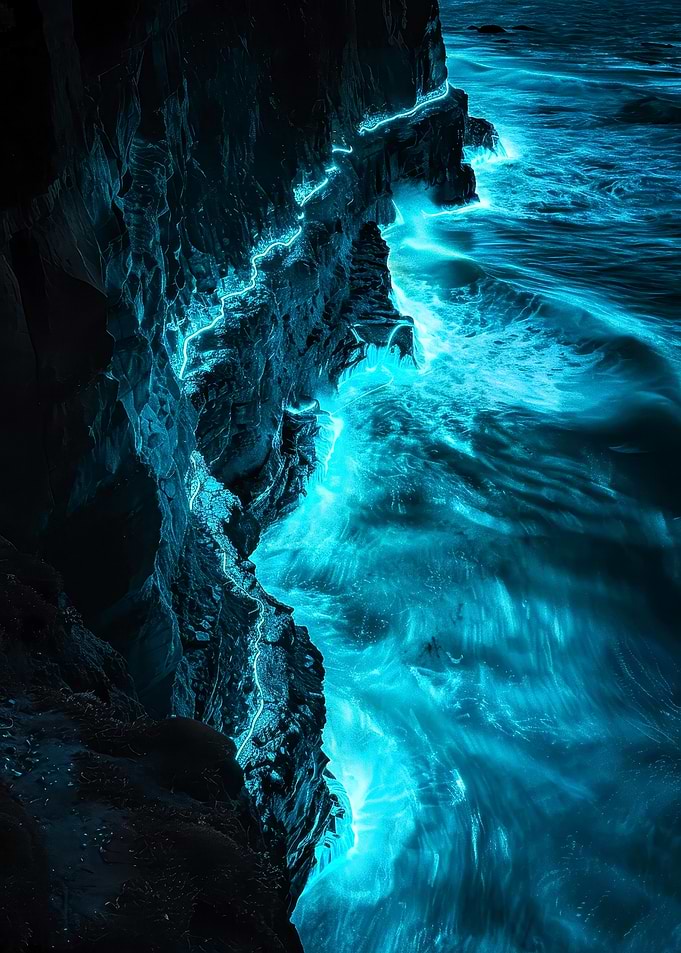 Waves Crashing on Cliffs