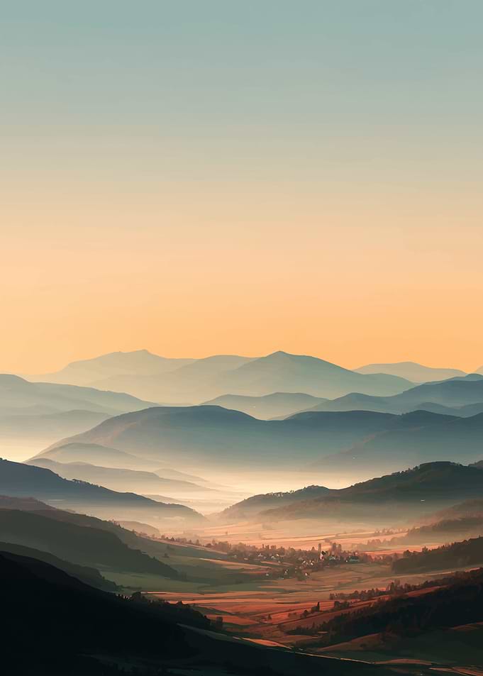 Misty Mountain Valley at Sunrise