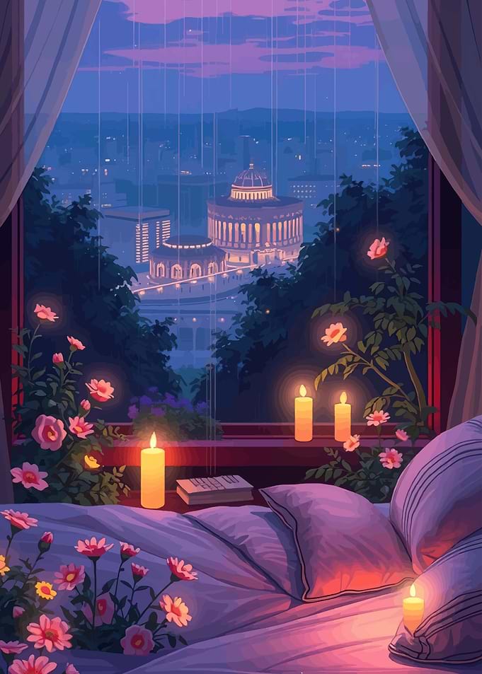 Cozy Rainy Night City View
