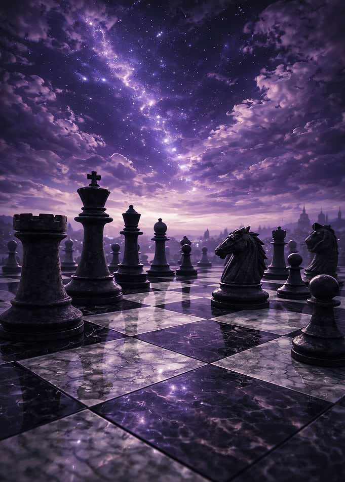 Chess Game Under a Starry Sky