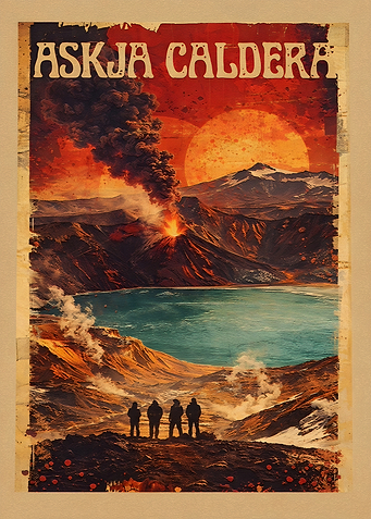 Askja Caldera Vintage Poster