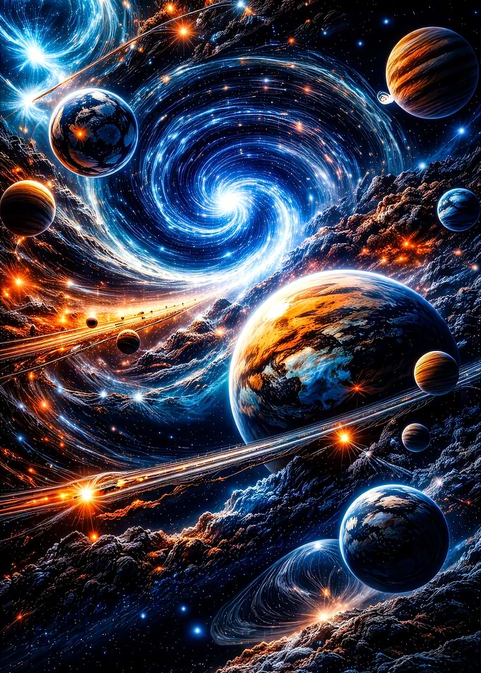 Cosmic Swirl with Planets