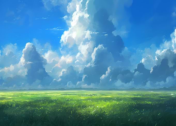 Vast Green Field Under Dramatic Sky