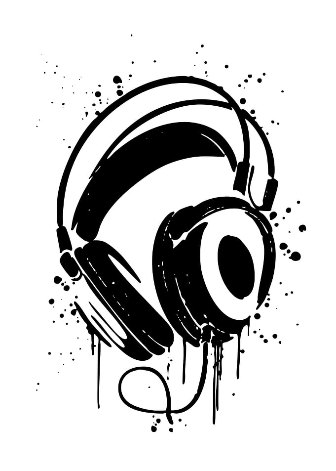 Black and White Graffiti Headphones