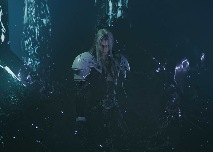 Final Fantasy VII Sephiroth in a dark, ethereal environment