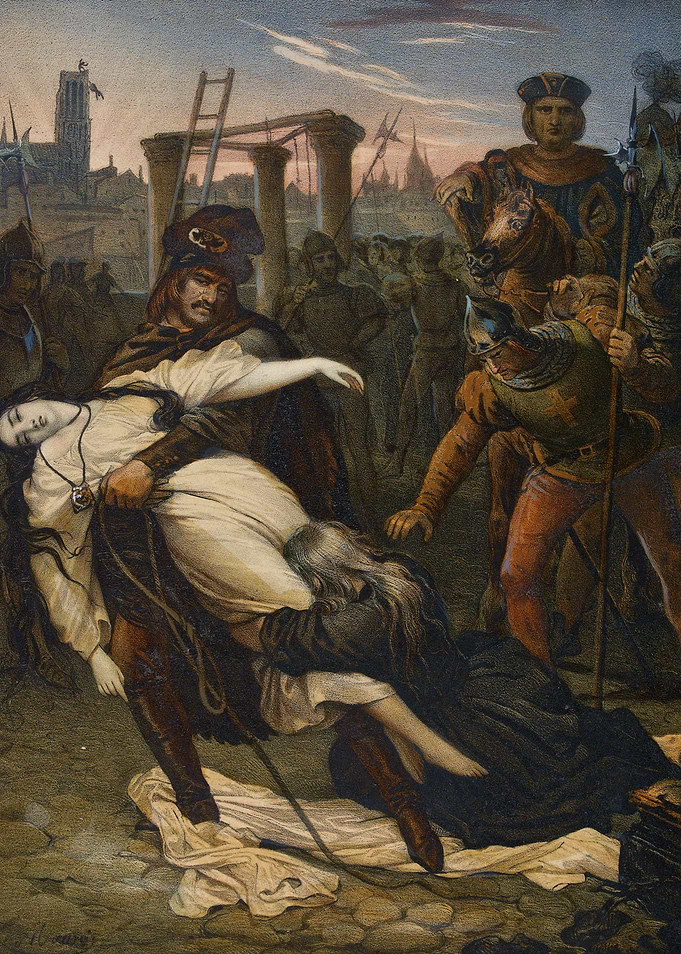 Medieval Scene of a Man Carrying a Woman