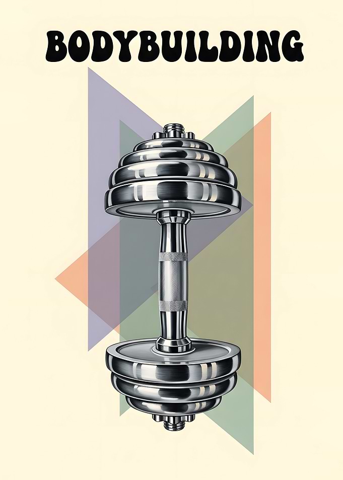 Bodybuilding Dumbbell with Geometric Background