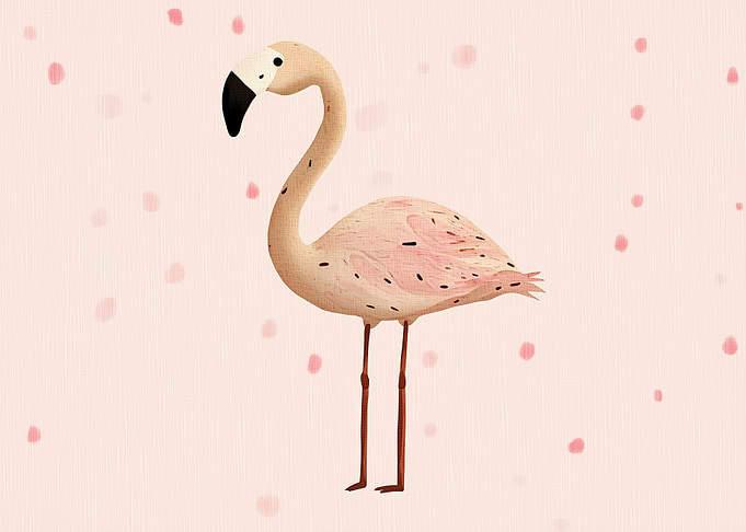 Cute Flamingo with Pink Petals