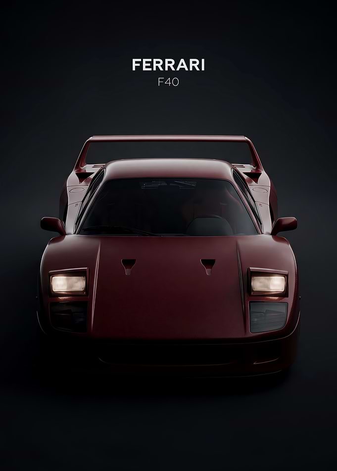 Ferrari F40 Red Minimalist Car